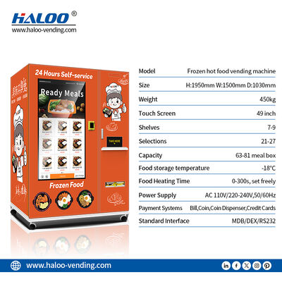 24-hour single microwave frozen hot food vending machine, equipped with a 49 inch large screen and Sdk function
