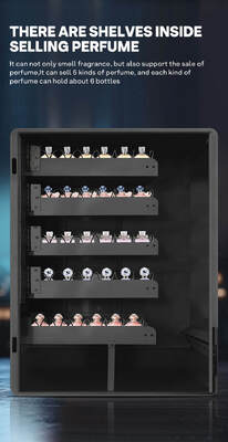 Стенный парфюмерный автомат Haloo может хранить четыре различных аромата и имеет пять кнопок для использования на столе